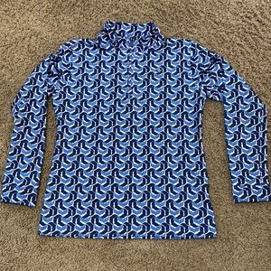 Vineyard Vines girls sz L (youth) Performance quarter zip blue logo design